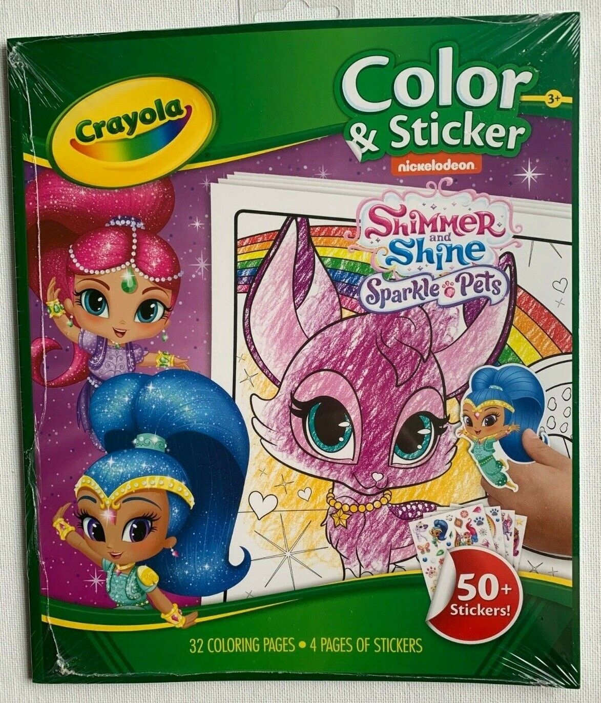 Nickelodeon shimmer shine sparkle pets crayola color sticker pages