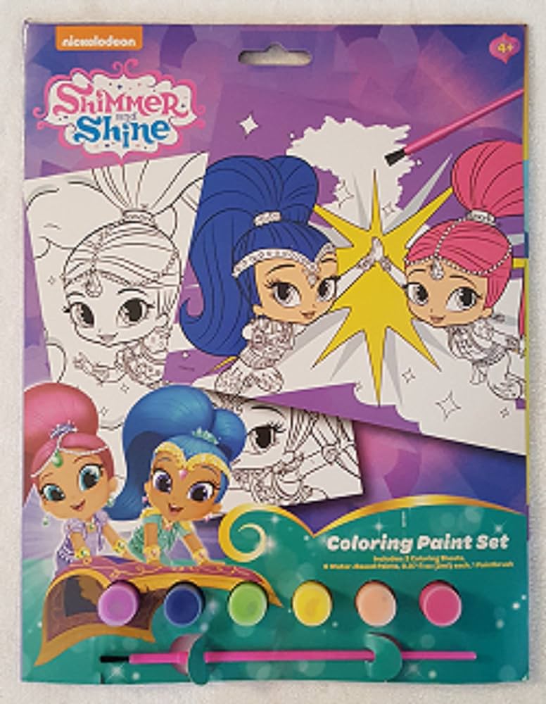 Shimmer and shine coloring paint set includes coloring sheets water based paints paint brush toys