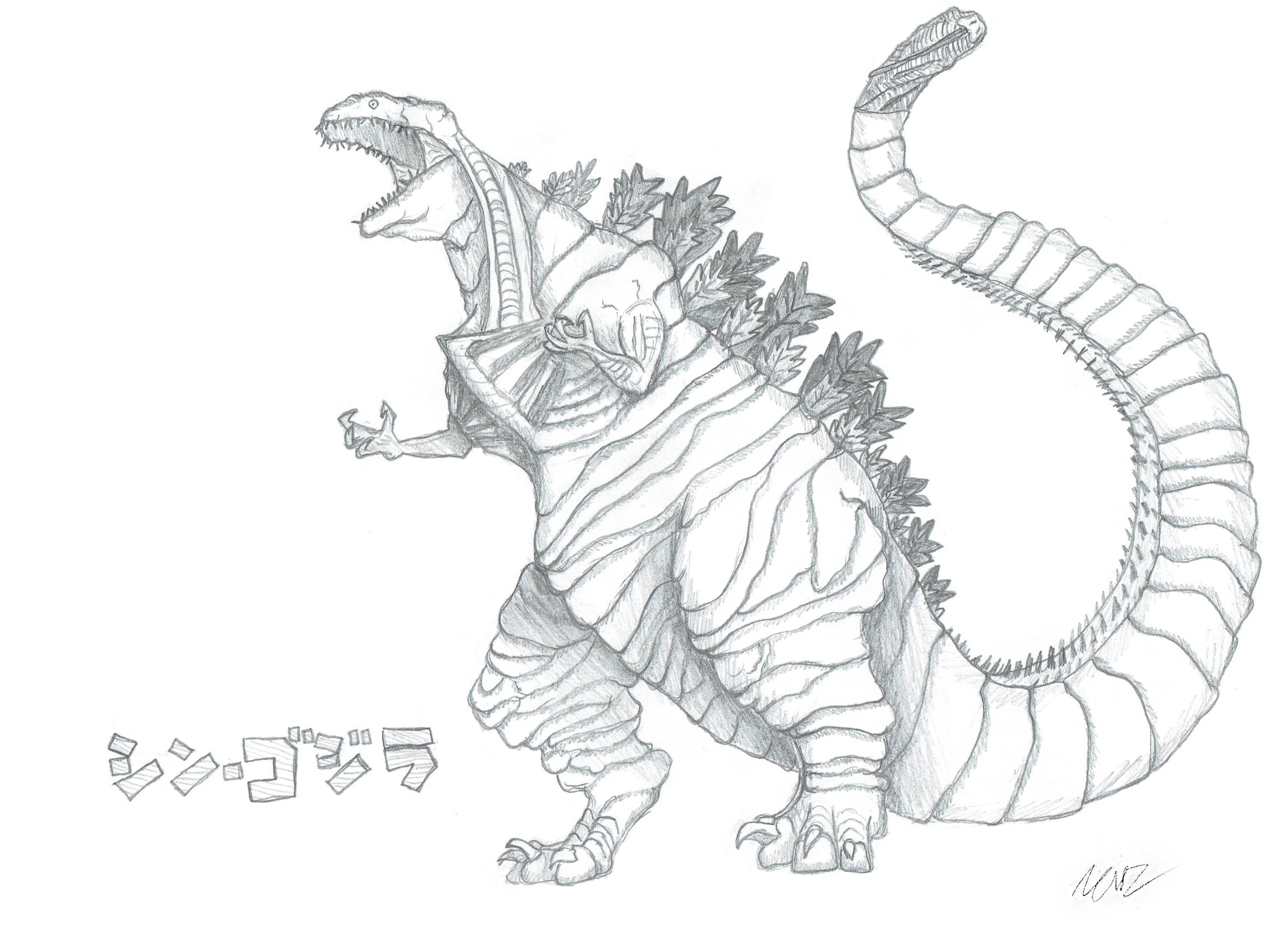 I made a sketch of shin gojira rgodzilla