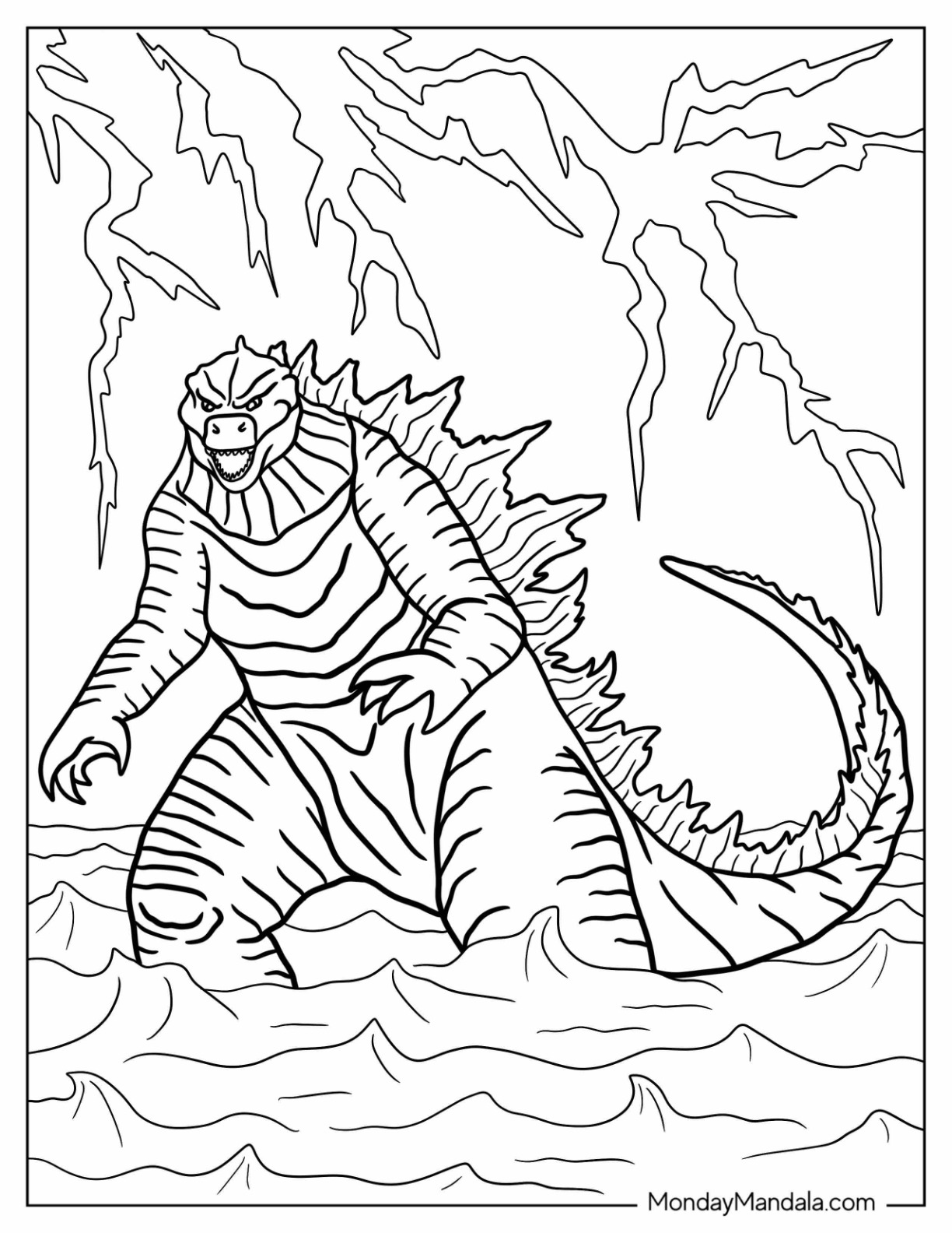 Godzilla coloring pages free pdf printables