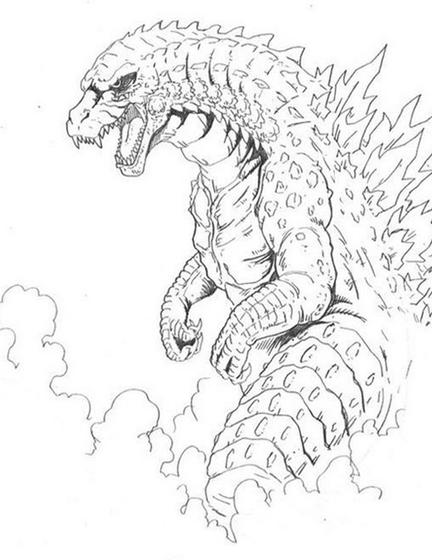 Free easy to print godzilla coloring pages