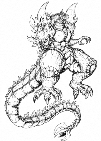 Super godzilla coloring page free printable coloring pages