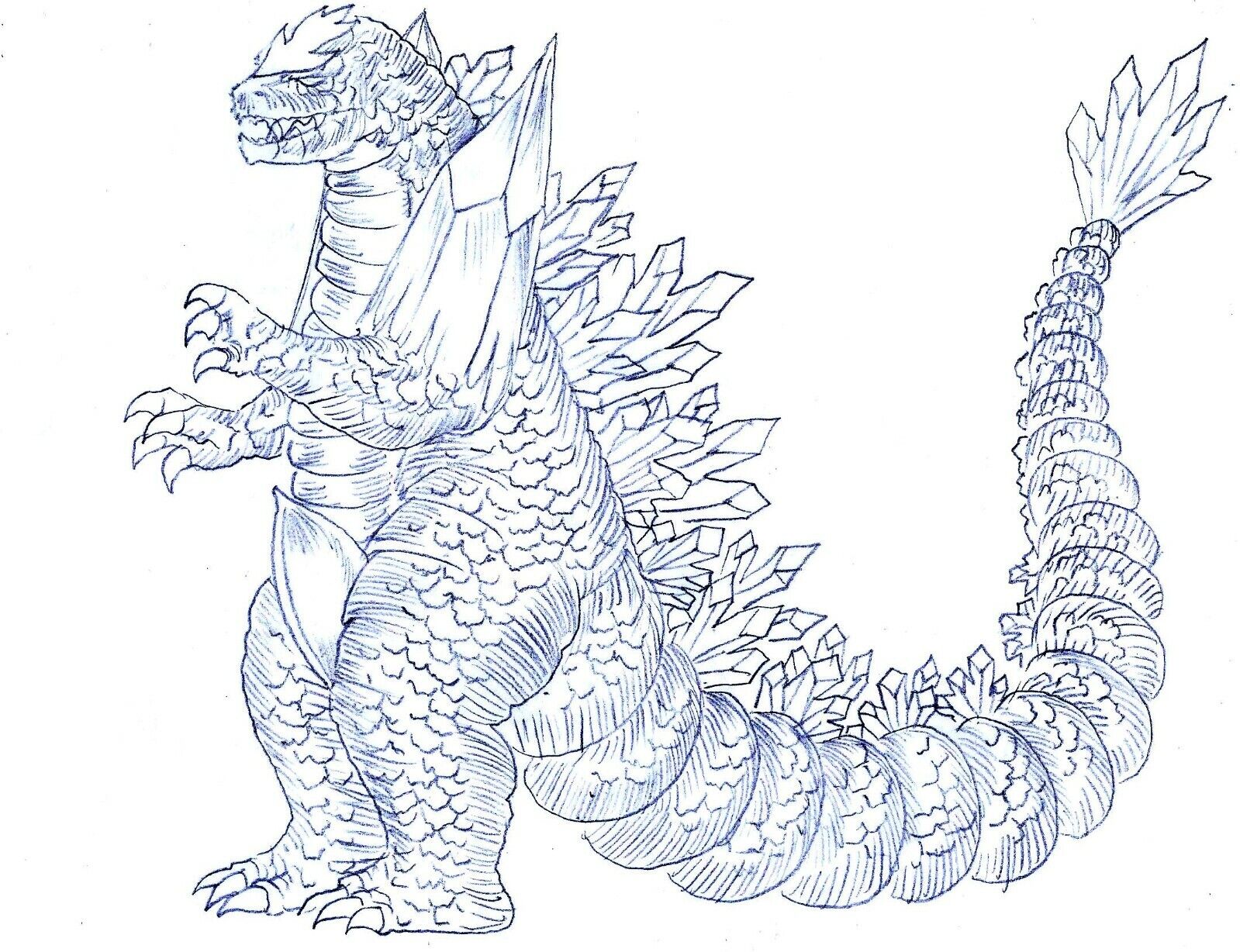 Space godzilla original ic art pencil sketch by ic artist james chen