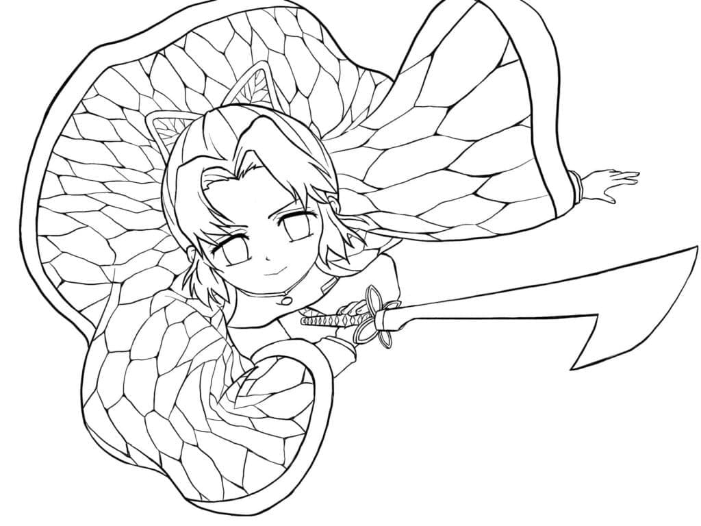 Cool shinobu kochou coloring page