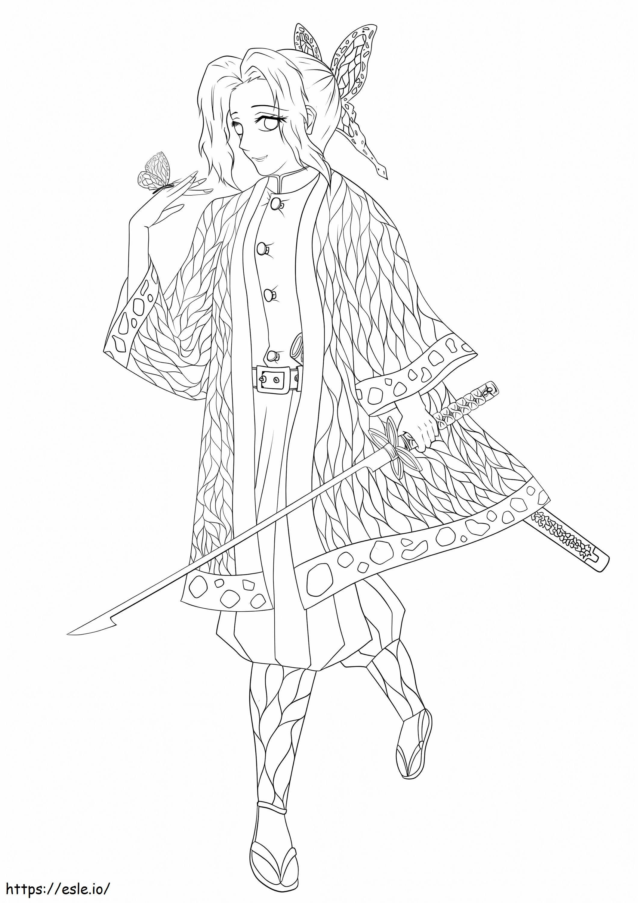 Shinobu de demon slayer coloring page