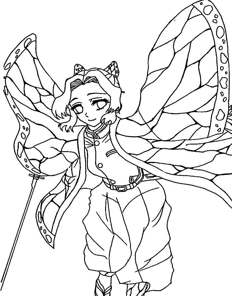 Shinobu kocho super pose coloring page printable