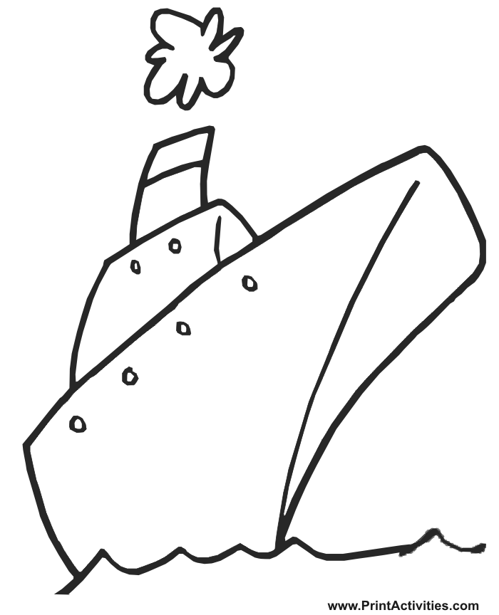 Boat coloring page cartoonish steam ship