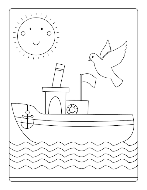 Premium vector ship coloring pages print ready vector