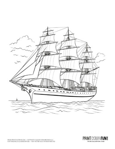 Ship drawings for kids captivating ship clipart coloring pages including clipper ships pirate ships at