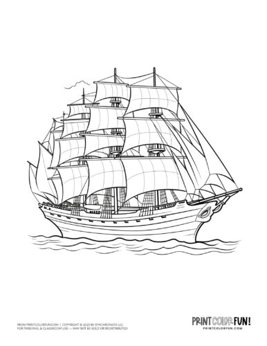 Ship drawings for kids captivating ship clipart coloring pages including clipper ships pirate ships at