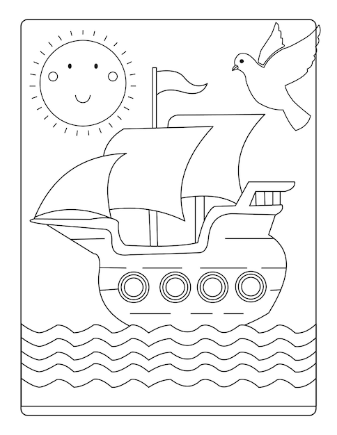 Premium vector ship coloring pages print ready vector