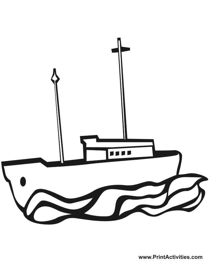 Fishing boat coloring page cartoonish fishing boat