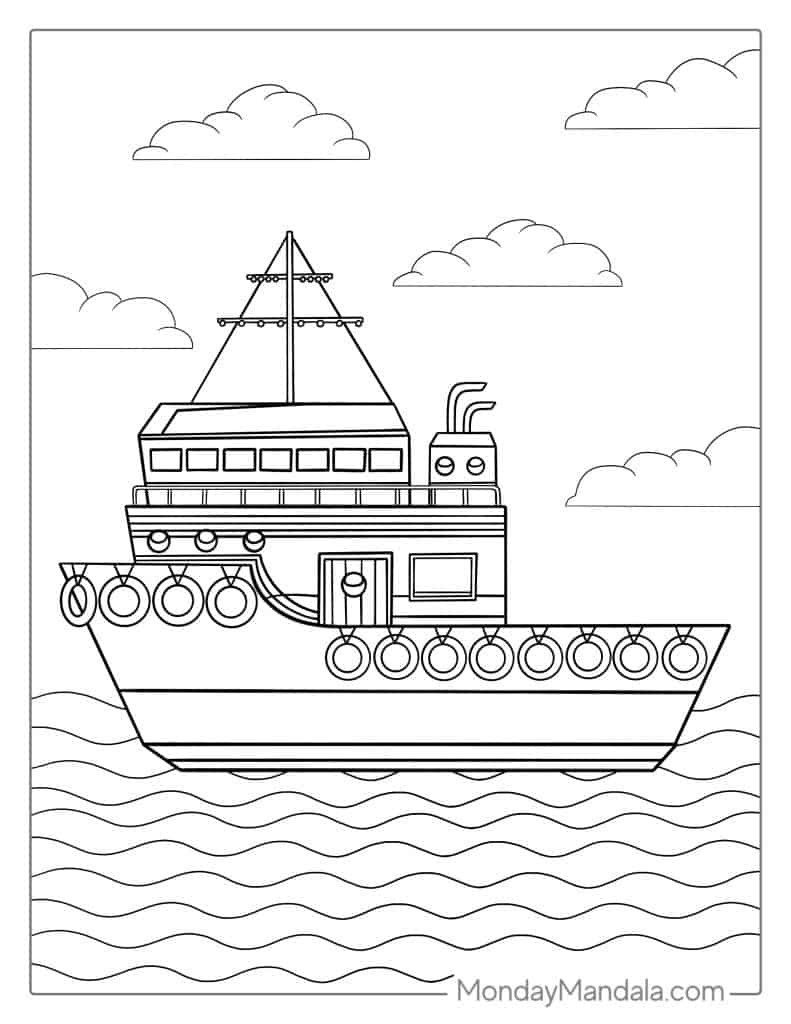 Boat ship coloring pages free pdf printables