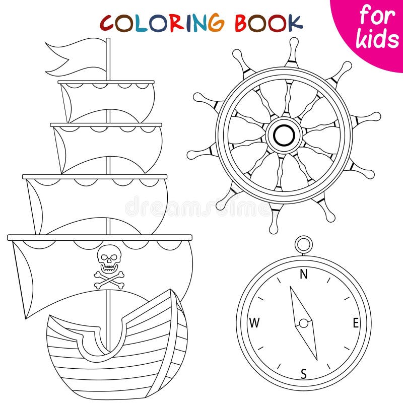 Pirate ship coloring stock illustrations â pirate ship coloring stock illustrations vectors clipart