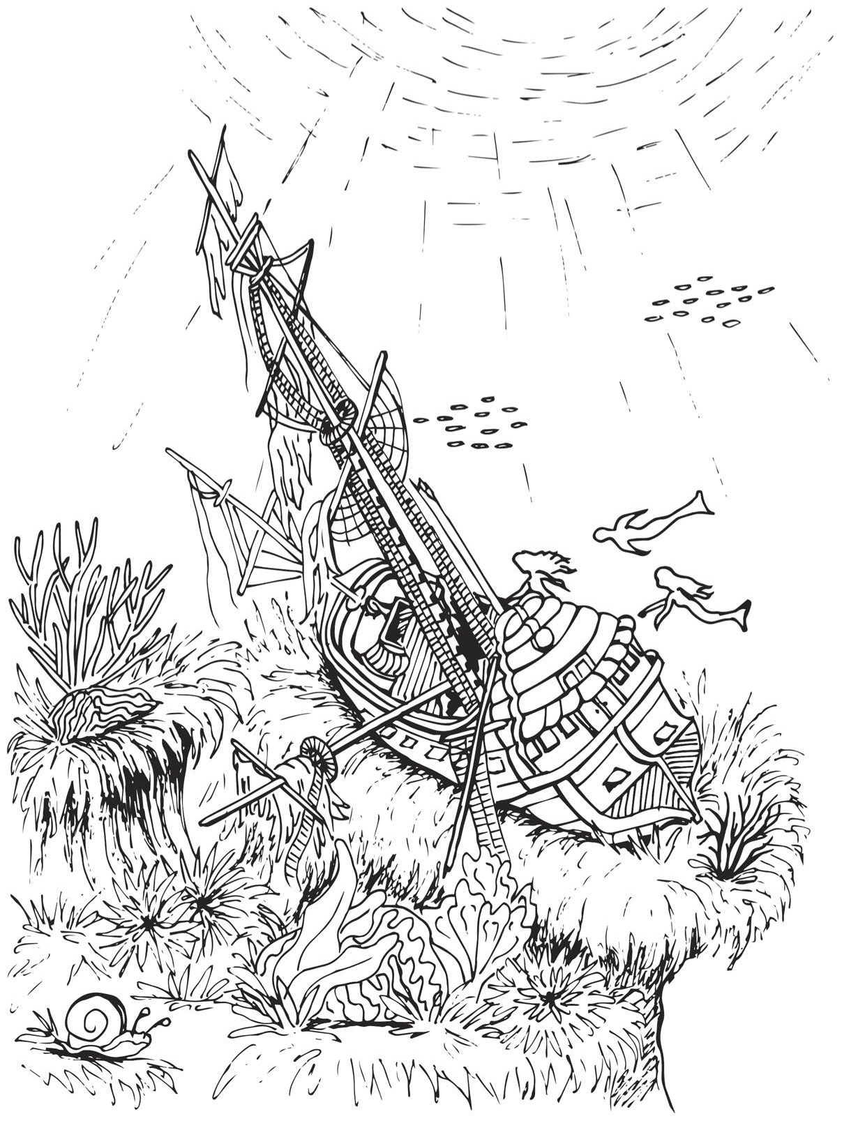 Mermaids love to explore shipwrecks coloring page â mermaid coloring pages