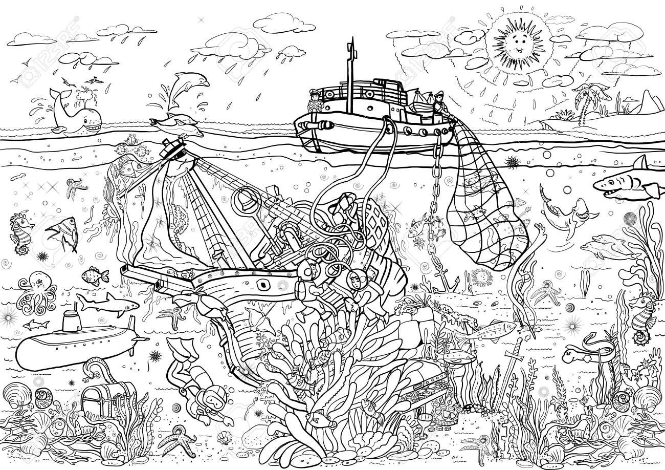 Coloring pages poster seasea bottom fishing on a fishing ship ððñððñðñðñ ðºðññðððºð ðð