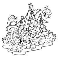 Sunken ship coloring pages