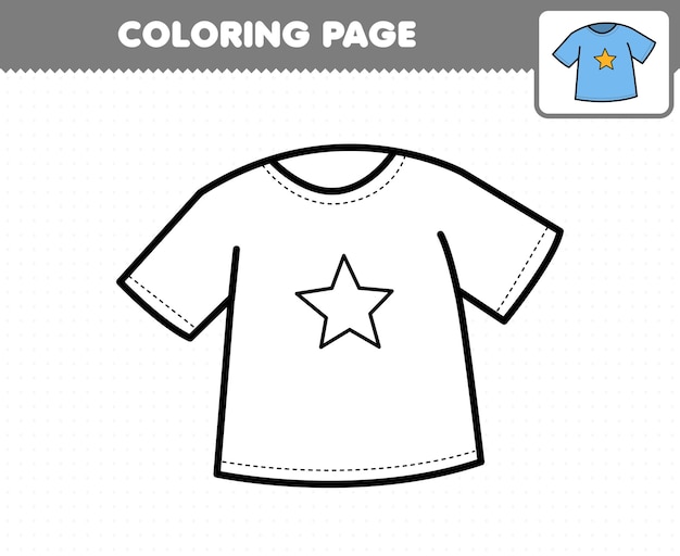 Premium vector education game for children coloring page cartoon wearable clothes t shirt printable worksheet