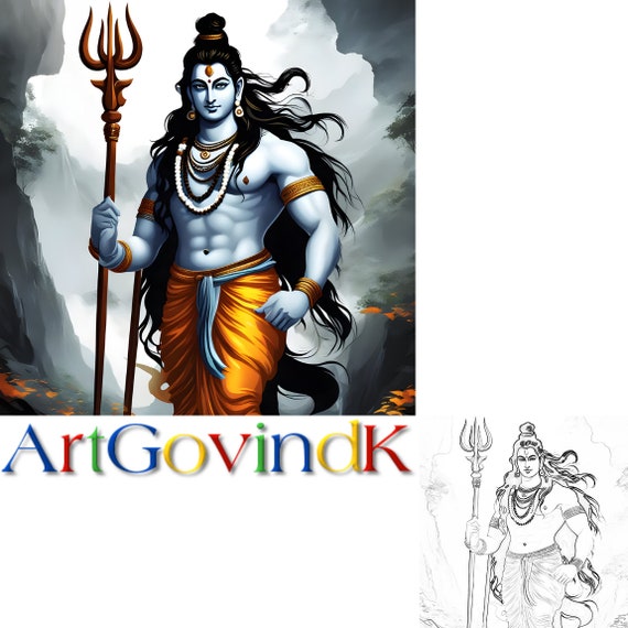 Buy colouring pages of lord shiva for everyone digital arts digital prints digital download colour pages online in india