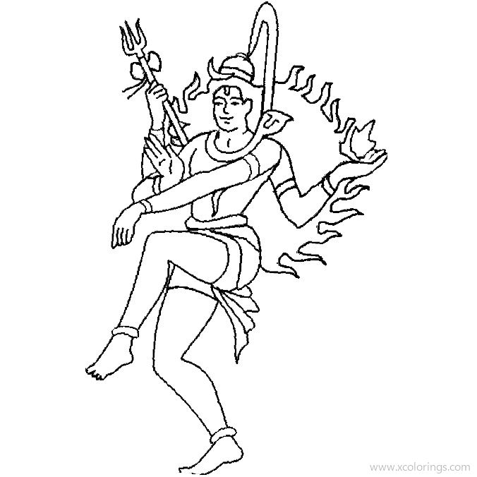 Lord shiva coloring pages shivratri with four arms