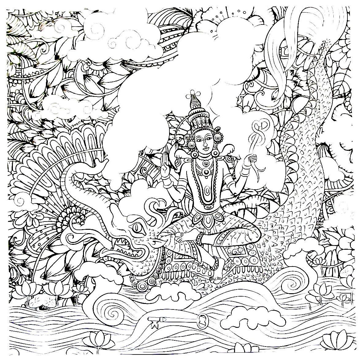 Lord shiva on dragon coloring book page for adults straw art coloring books coloring book pages