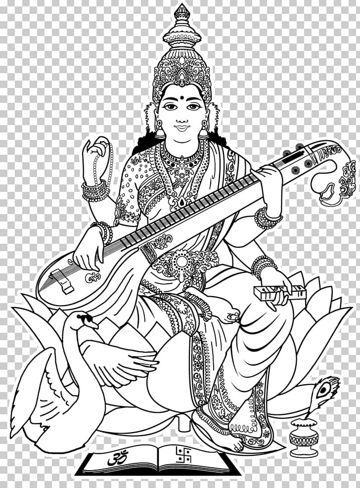 Shiva ganesha saraswati drawing coloring book png clipart art artwork basant panchami black and white ics