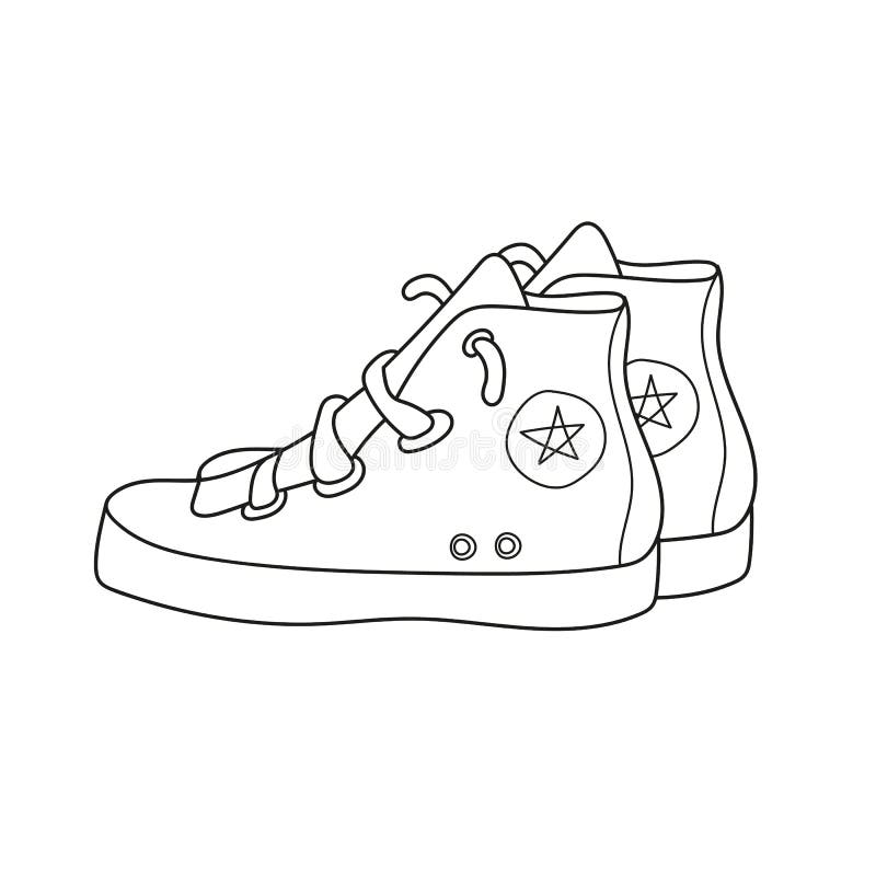 Simple coloring page running shoe to be colored the coloring book for kids stock vector