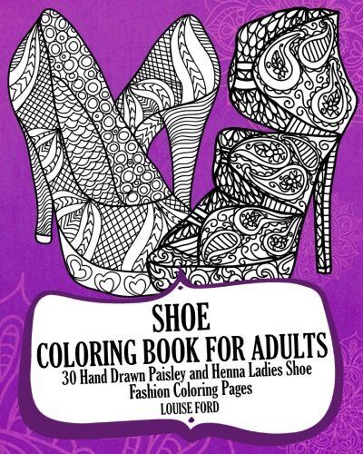 Shoe coloring book for adults hand drawn paisley and henna la