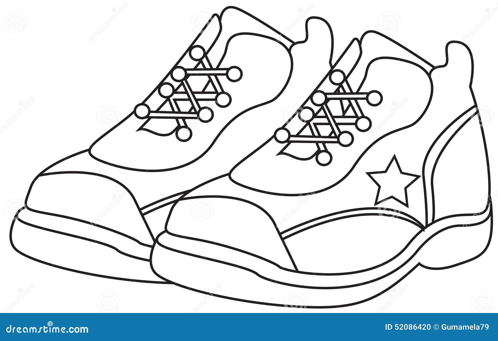 Running shoes coloring page stock illustration