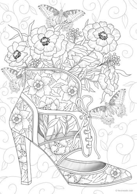 Shoe printable adult coloring page from favoreads coloring book pages for adults and kids coloring sheets colouring designs