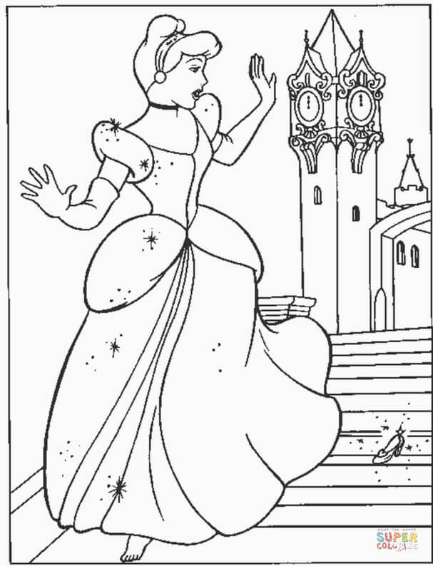 Cinderella lost her shoe coloring page free printable coloring pages