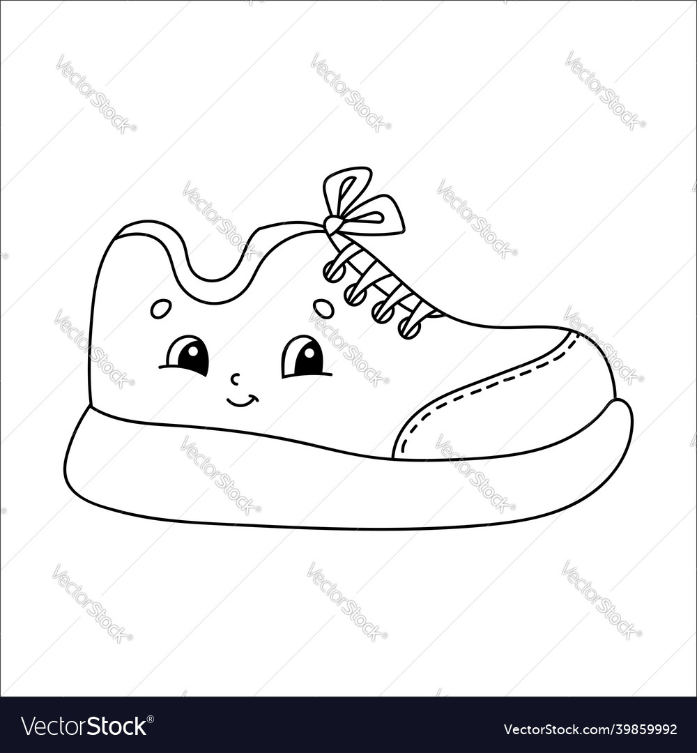 Sneaker shoes coloring book page for kids cartoon vector image