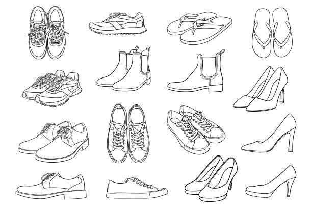 Shoe coloring page stock illustrations royalty