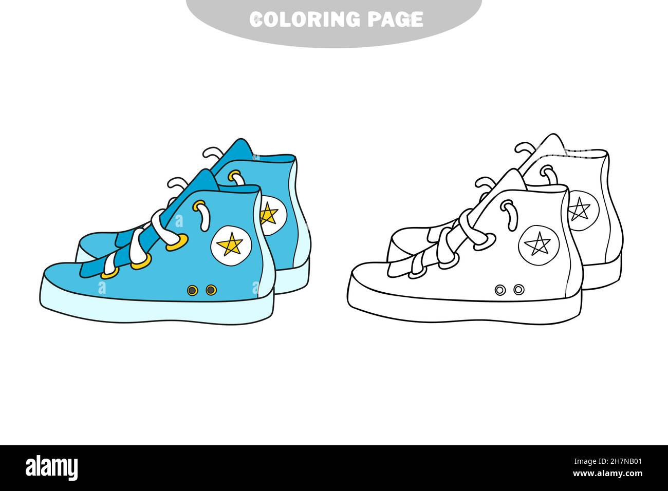 Simple coloring page running shoe to be colored the coloring book for preschool kids with easy gaming level color and black and white version stock vector image art