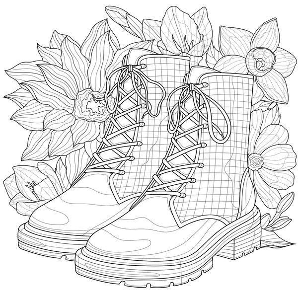 Thousand coloring page shoes royalty