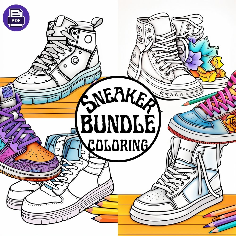 Sneaker coloring pages fashion designs coloring sheets bundle made by teachers