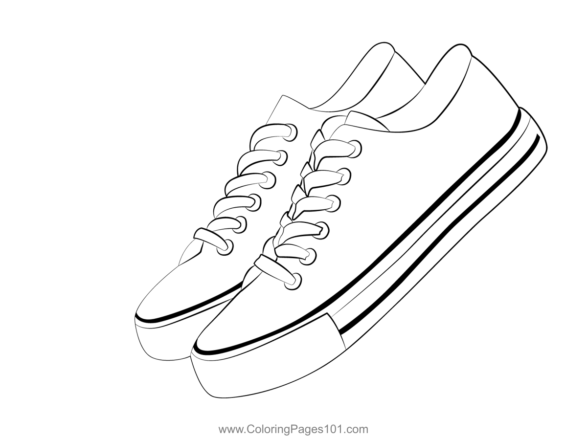 Canvas sneakers shoes men coloring page for kids