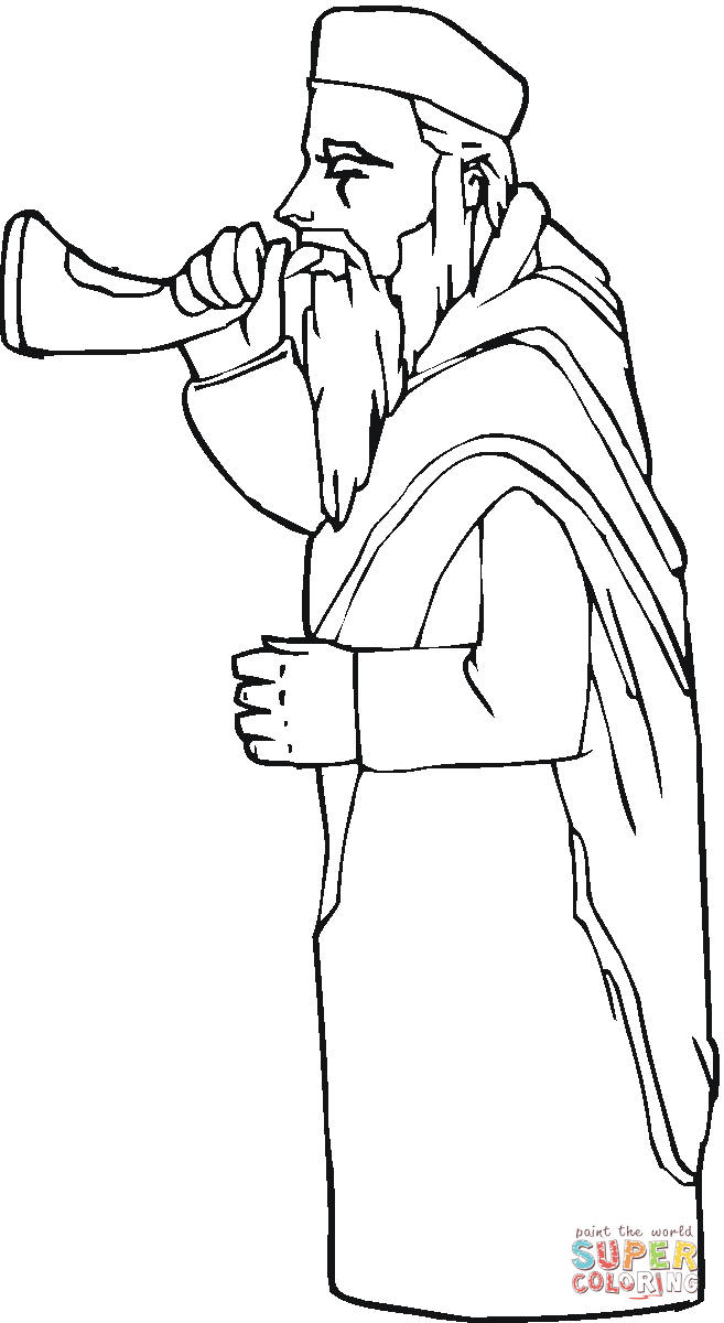 Man is playing shofar coloring page free printable coloring pages