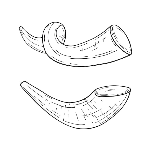 Premium vector hand drawn horn of rosh hashanah shofar jewish new year symbol illustration