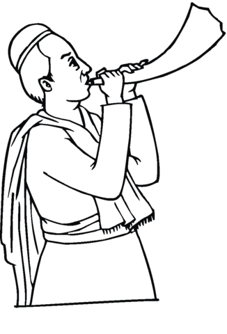 Rabbi blowing a shofar coloring page free printable coloring pages