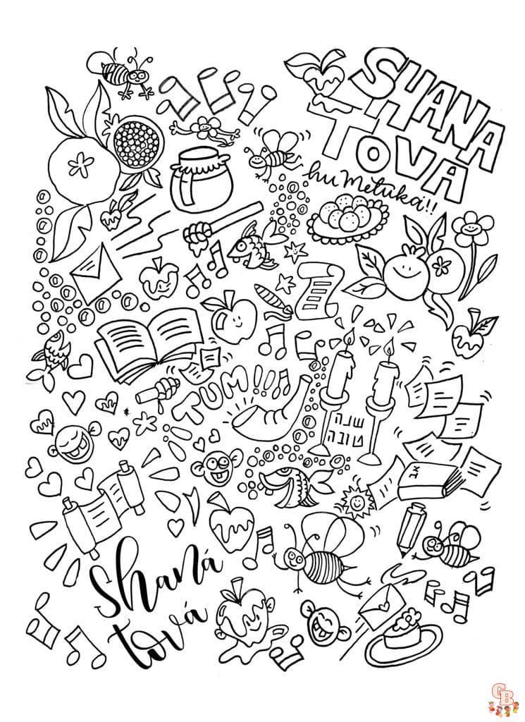 Color to rosh hashanah joy free printable coloring pages