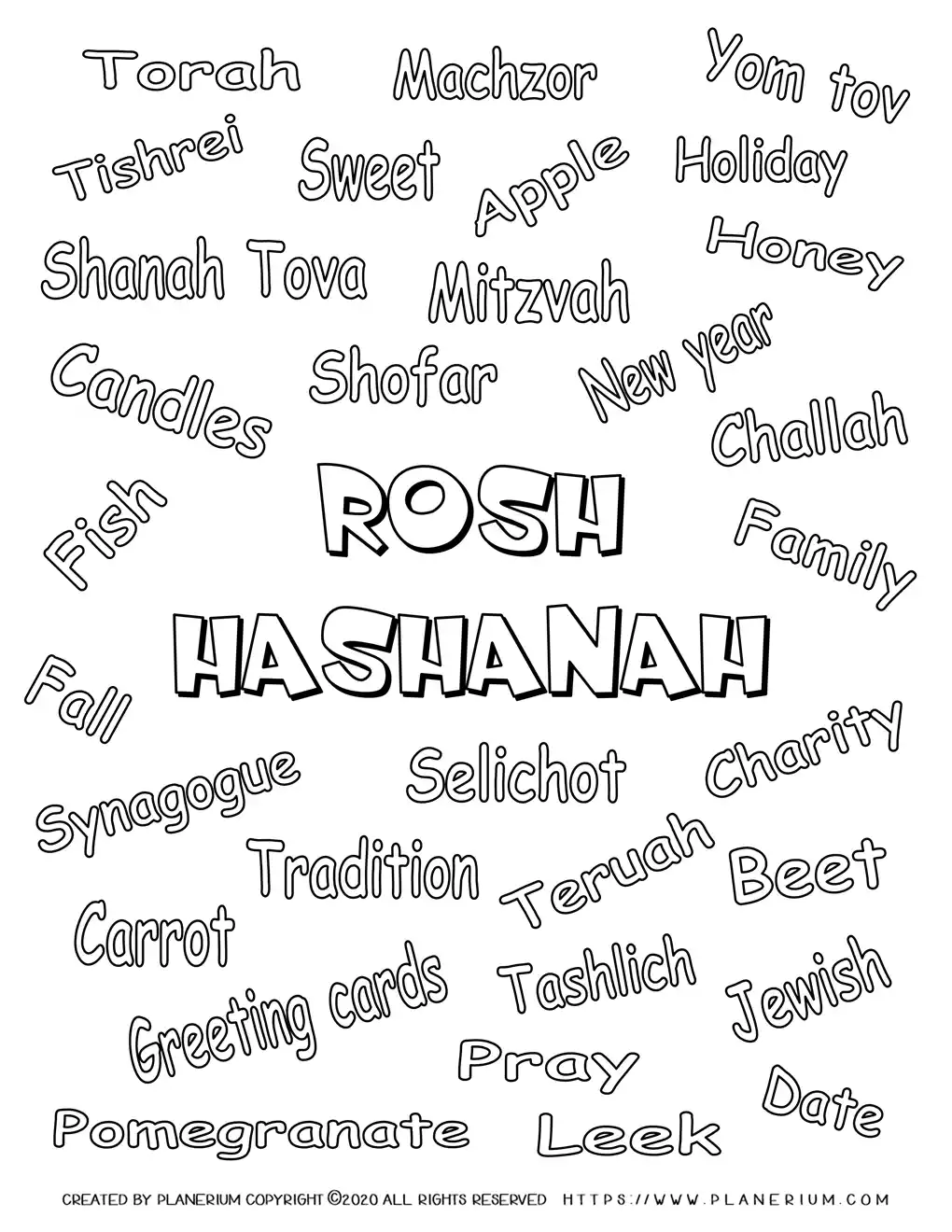 Rosh hashanah coloring pages related words