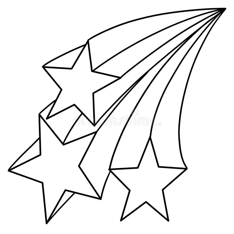 Falling shooting stars isolated coloring page stock vector