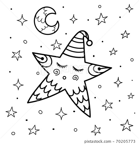 Cute sleeping star coloring page good night