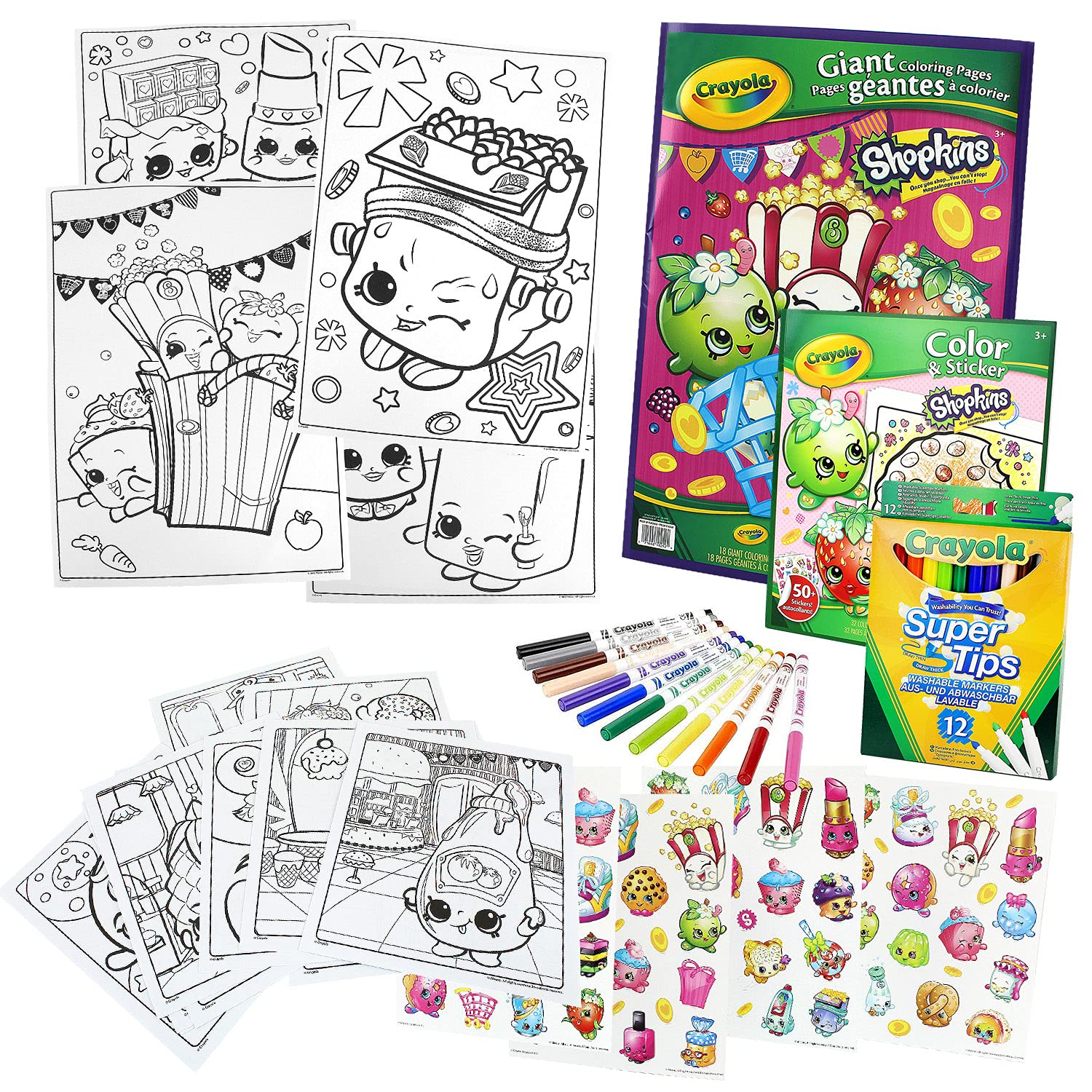 Crayola shopkins louring giant drawing book activity art sticker crayon marker toys games