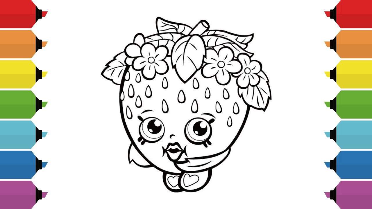 Shopkins strawberry kiss coloring page coloring boo