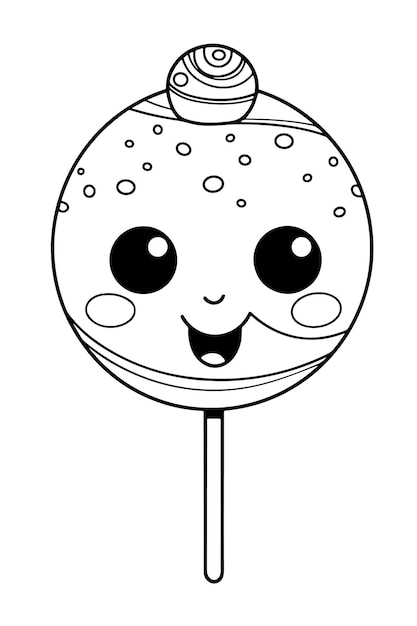 Premium vector cute cake pop coloring page