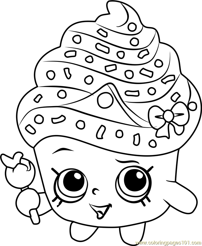 Cupcake queen shopkins coloring page for kids