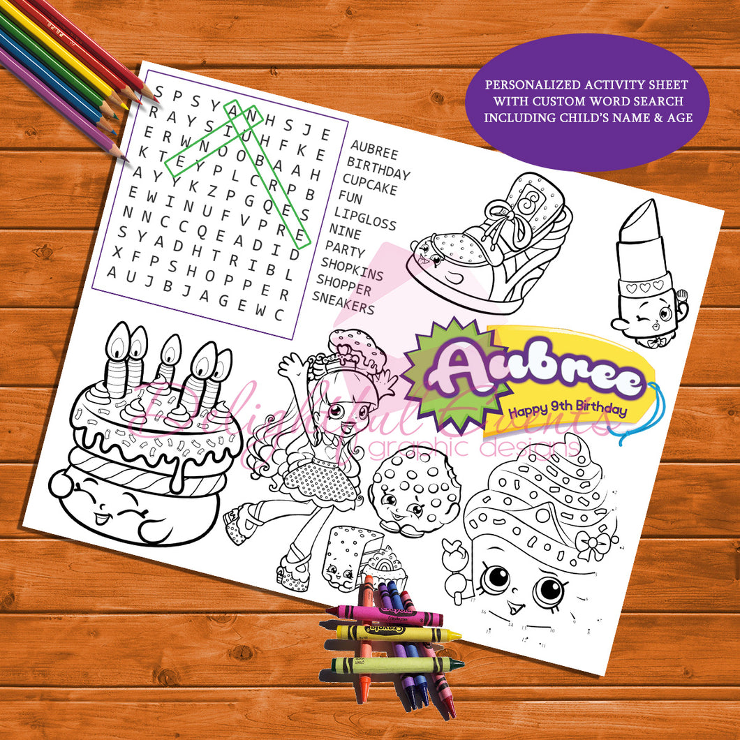 Activity coloring sheets personalized