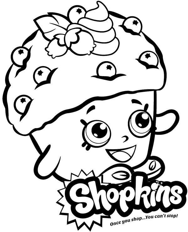 Cartoon muffin coloring page shopkins